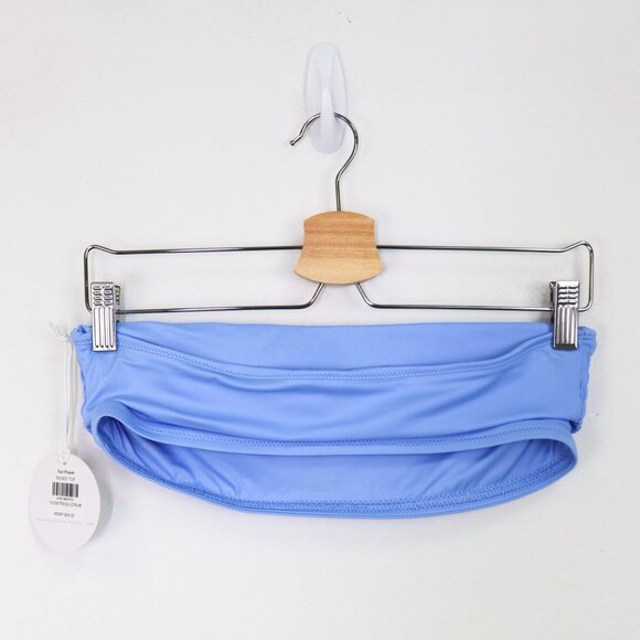 NWT Tori Praver Renee Smocked Bandeau Strapless Swimwear Bikini Top Capri Blue M - Picture 5 of 9